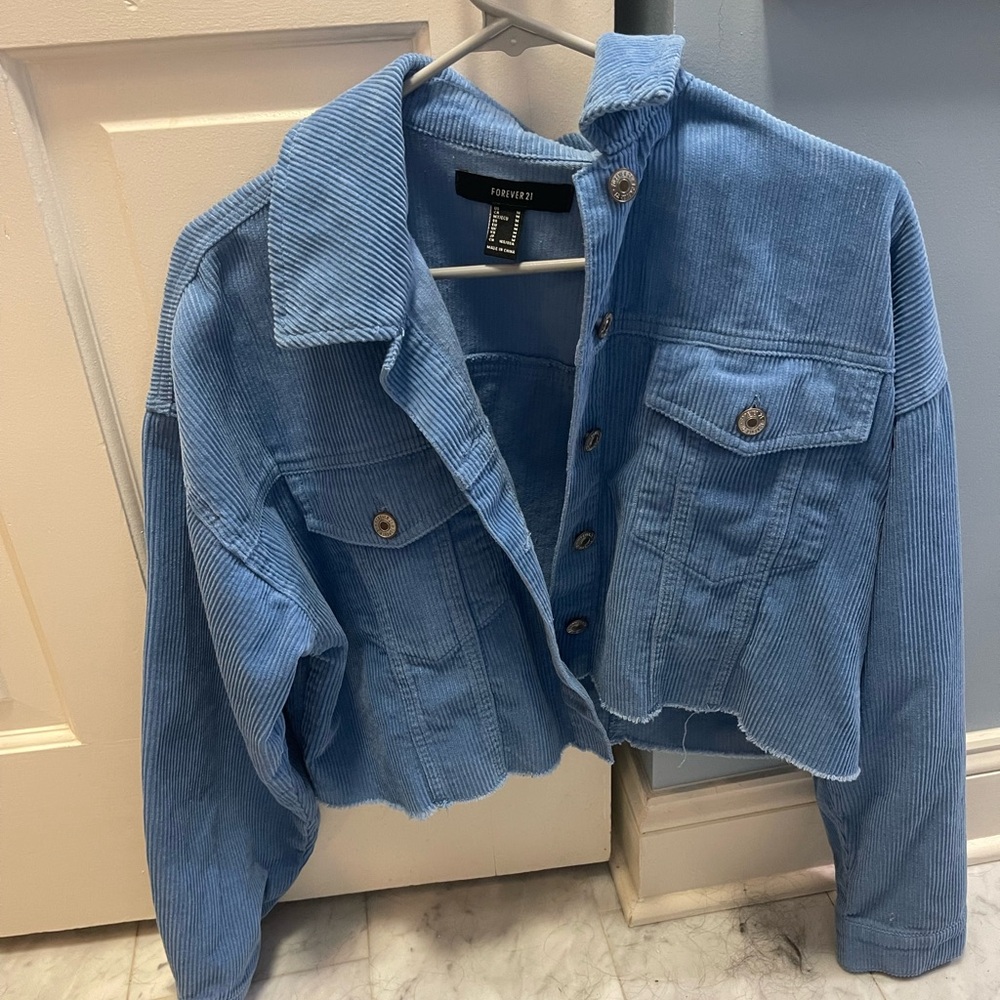 Blue corduroy cropped jacket